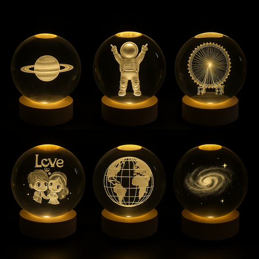 ✨Lámpara de Cristal 3D – Elige entre Astronautas, Galaxias, Planetas y Más✨