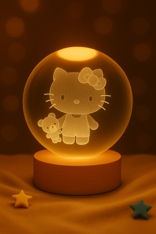 🌟 Lámpara Esfera Mágica Hello Kitty 3D 🌙✨